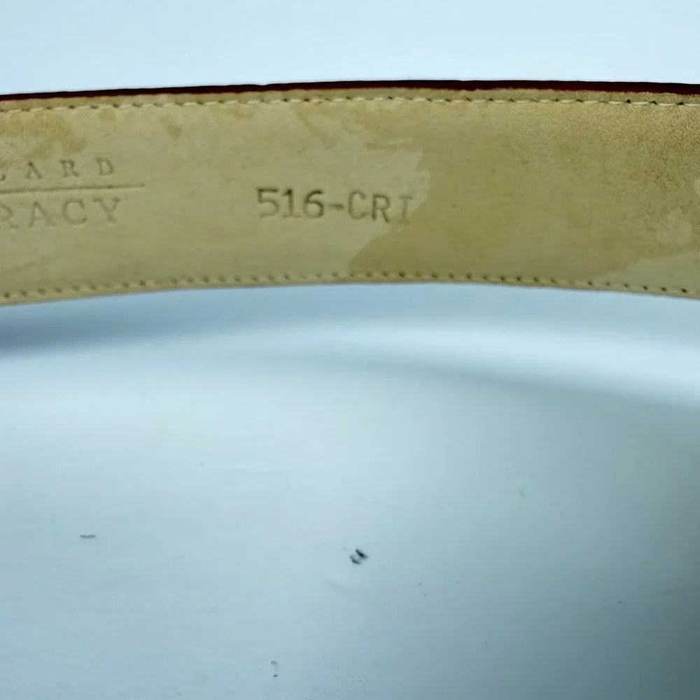 Ellen Tracy Italian‎ Alligator Calfskin Belt Gold Buckle Medium Red